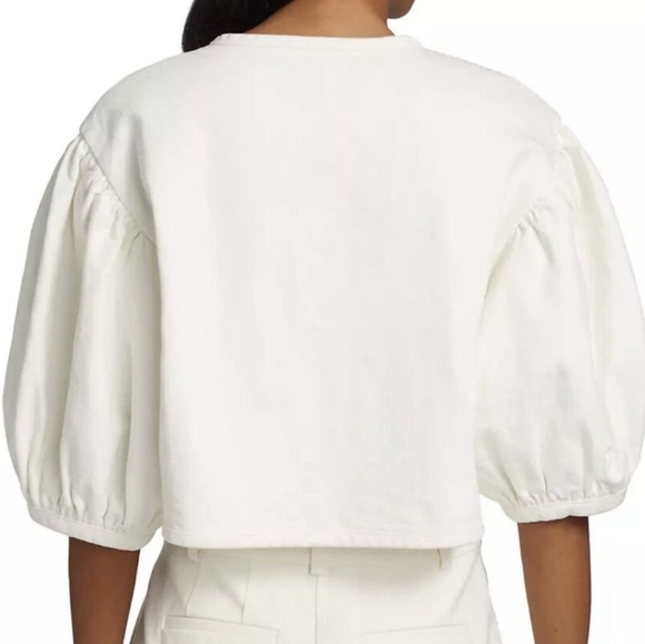 Tanya Taylor "Samantha" Puff Sleeve Cropped Jacket, Lined, Cream, Sm, NWT - Picture 8 of 16